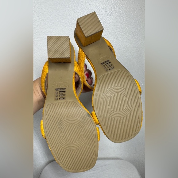 Nayla Dani Daffodil Yellow Sustainable Faux Reptile Snake Block Heel Sandal 7 - Picture 13 of 14